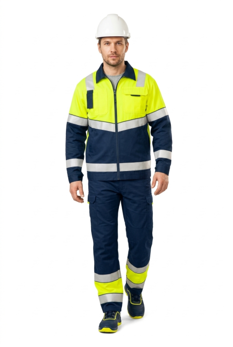 Костюм муж. летний сигнальный (куртка, брюки), 3 класс, цв. желтый флуор, модель СИГ.1